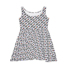 They/Them Pride Pattern Skater Dress | All-Over Print Pronoun Dress