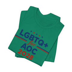 LGBTQ+ for AOC for President Campaign T-Shirt 2028