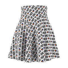 She/Her Pride Pattern Skater Skirt | All-Over Print Pronoun Skirt