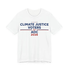 Climate Justice Voters for AOC 2028 T-Shirt | Bella+Canvas 3001 Political Graphic Tee