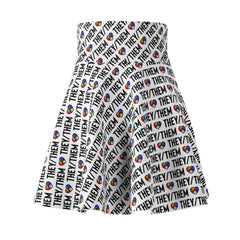 They/Them Pride Pattern Skater Skirt | All-Over Print Pronoun Skirt