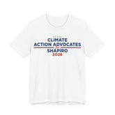 Climate Action Advocates for Shapiro 2028 T-Shirt | Bella+Canvas 3001 Political Graphic Tee
