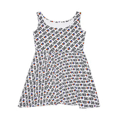 She/Her Pride Pattern Skater Dress | All-Over Print Pronoun Dress