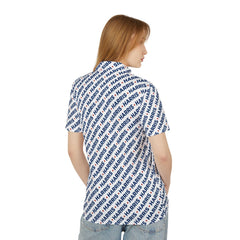 Harris All-Over Print Polo Shirt – Political Graphic Polo, Progressive Apparel, Kamala Repeat Print Shirt