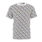 She/They Pride Pattern T-Shirt | All-Over Print Pronoun Tee