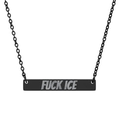 Engraved "FUCK ICE" Bar Necklace — Horizontal Statement Pendant