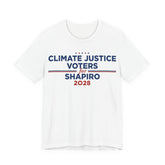 Climate Justice Voters for Shapiro 2028 T-Shirt | Bella+Canvas 3001 Political Graphic Tee