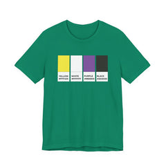 Funny Non-Binary Enby NB Pride Flag Pantone Colors Unisex Jersey Short Sleeve T-Shirt