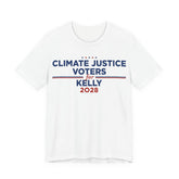 Climate Justice Voters for Kelly 2028 T-Shirt | Bella+Canvas 3001 Political Graphic Tee
