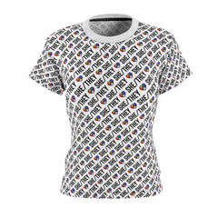 She/They Pride Pattern Women’s T-Shirt | All-Over Print Pronoun Tee