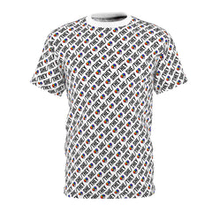 She/They Pride Pattern T-Shirt | All-Over Print Pronoun Tee