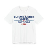 Climate Justice Voters for Buttigieg 2028 T-Shirt | Bella+Canvas 3001 Political Graphic Tee