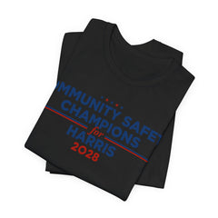 Community Safety Champions for Harris 2028 T-Shirt | Bella+Canvas 3001 Political Graphic Tee