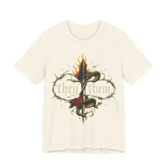they/them Gothic Pronoun T-Shirt – Tattoo Flash Style Graphic Tee