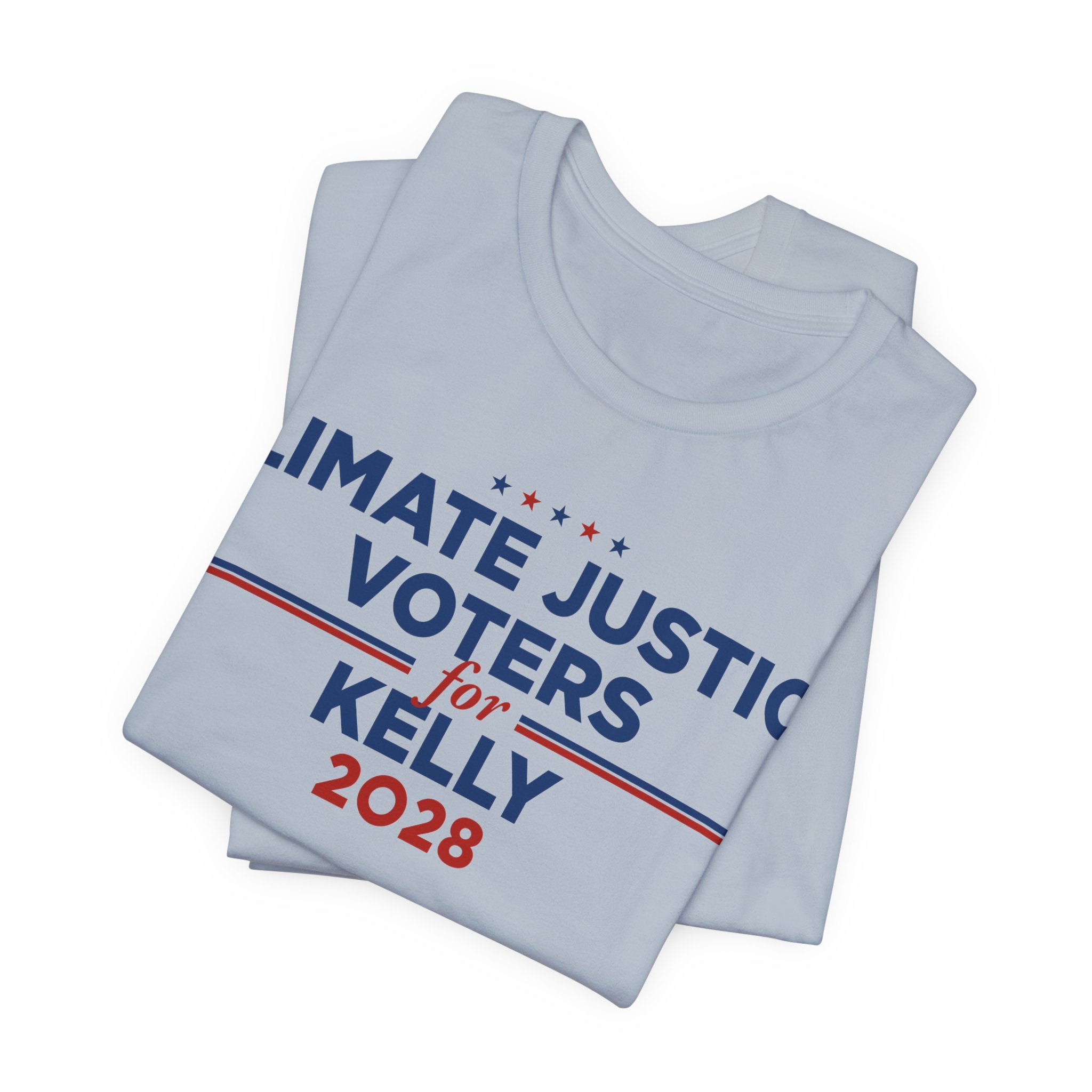 Climate Justice Voters for Kelly 2028 T-Shirt | Bella+Canvas 3001 Political Graphic Tee