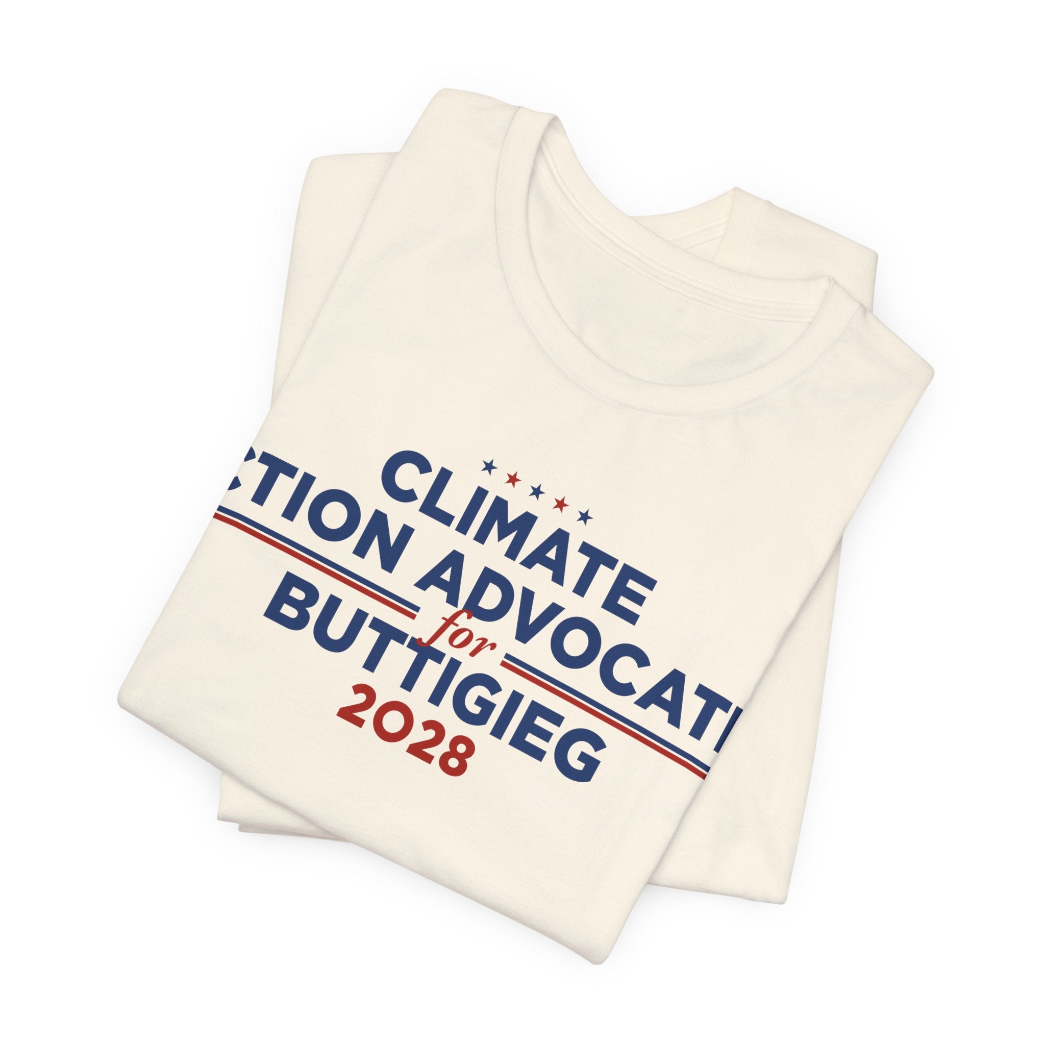 Climate Action Advocates for Buttigieg 2028 T-Shirt | Bella+Canvas 3001 Political Graphic Tee