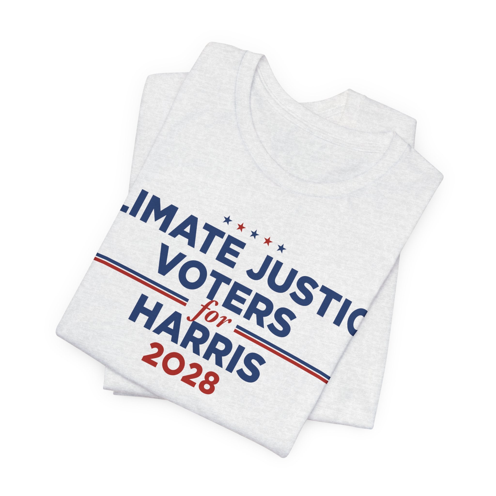 Climate Justice Voters for Harris 2028 T-Shirt | Bella+Canvas 3001 Political Graphic Tee
