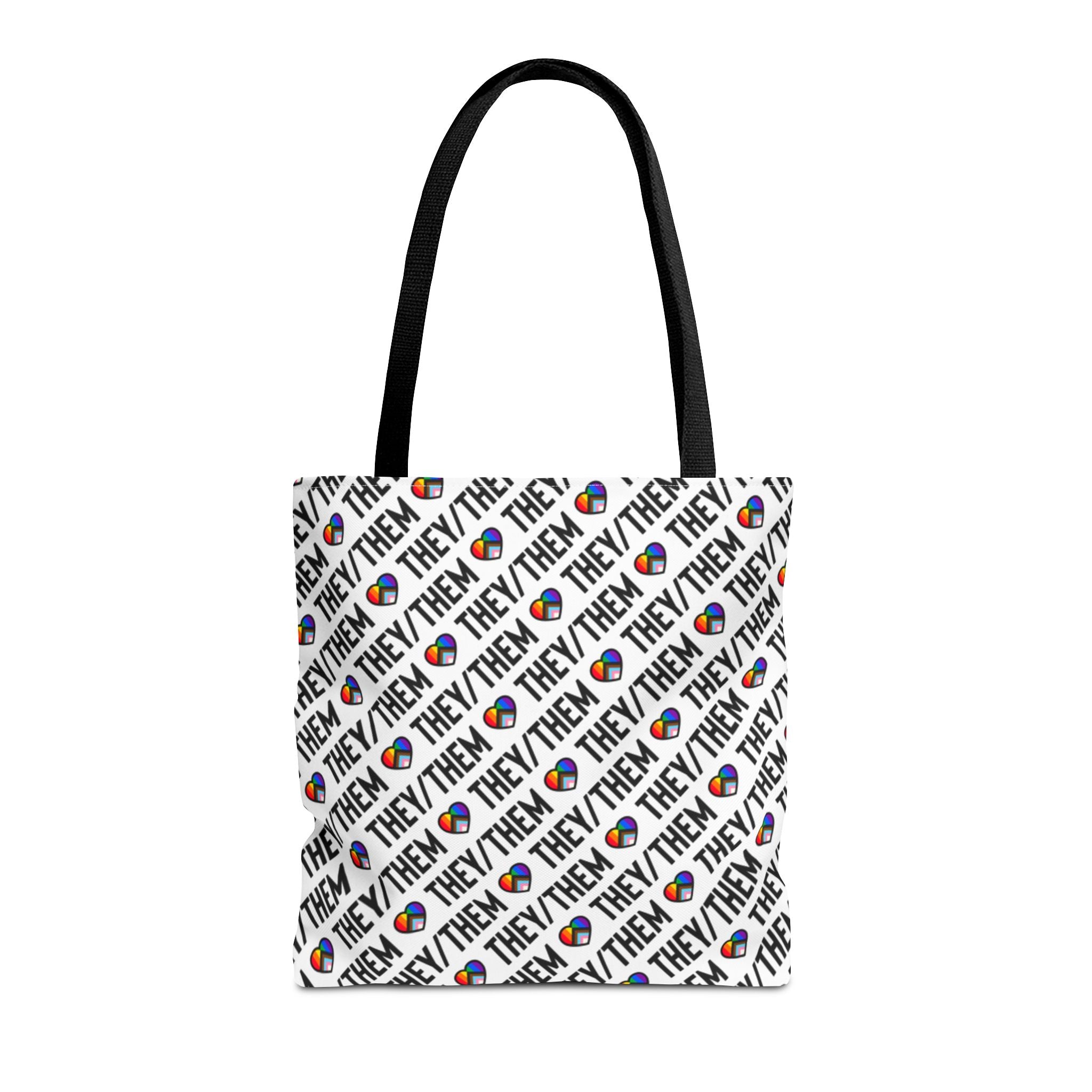They/Them Pride Pattern Tote Bag | All-Over Print Pronoun Carryall
