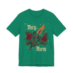 They/Them Gothic Tattoo T-Shirt | Bella+Canvas 3001 Pronoun Graphic Tee