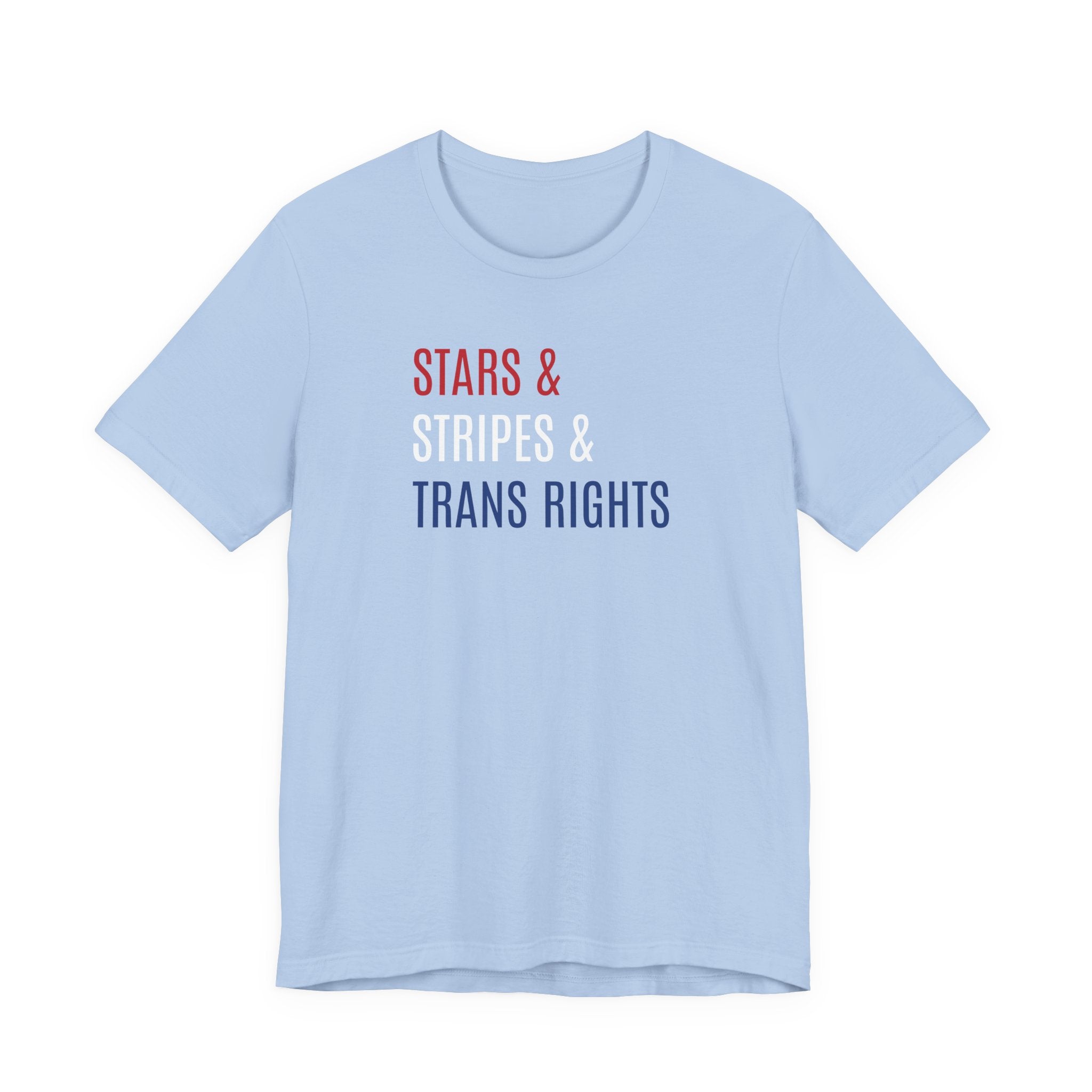 Stars, Stripes, Trans Rights T-Shirt - Red White Blue Patriotic Shirt - LGBTQ - Transgender Tee