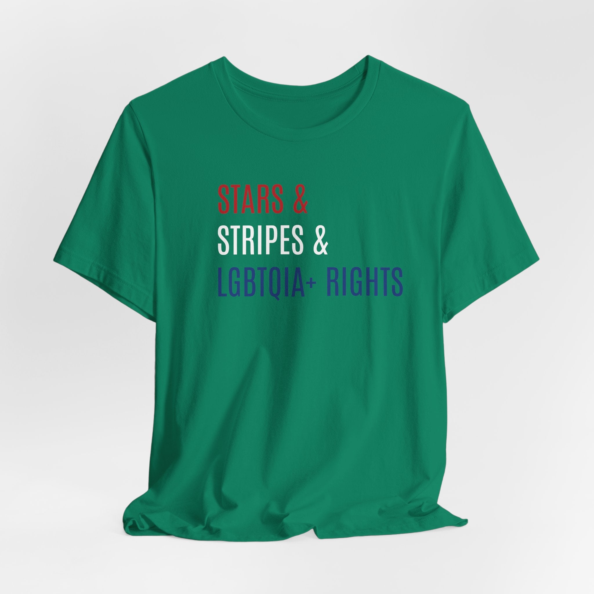 Stars, Stripes, LGBTQIA+ Rights Unisex T-Shirt - Red White Blue Patriotic Shirt - Gay Trans Non-Binary Progressive Shirt