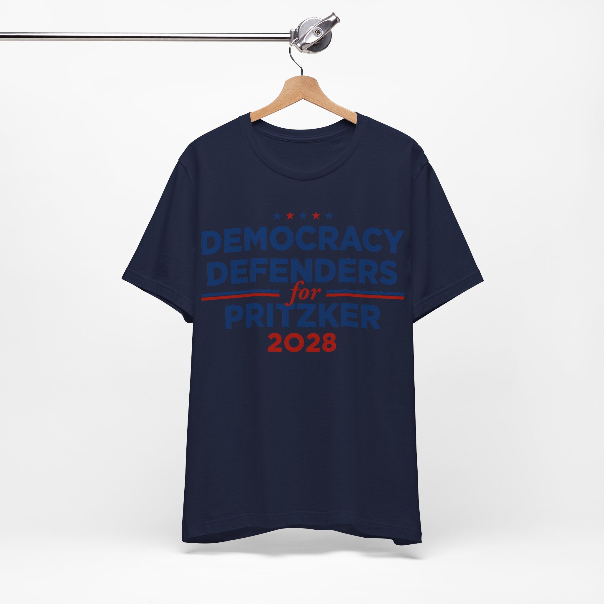 Democracy Defenders for Pritzker 2028 T-Shirt | Bella+Canvas 3001 Political Graphic Tee