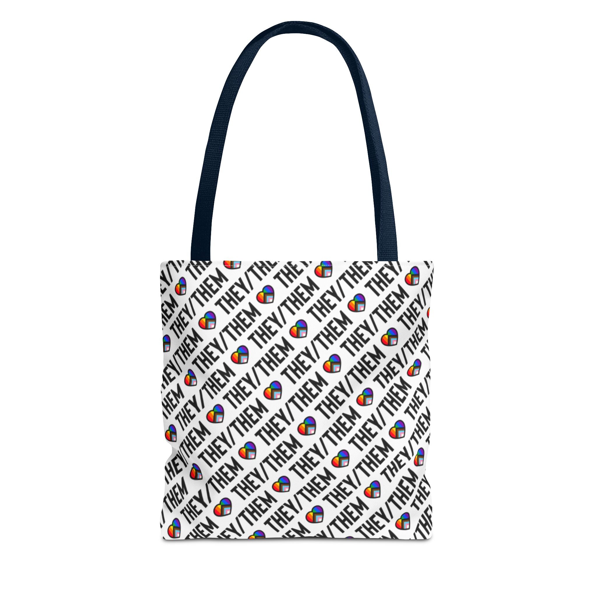 They/Them Pride Pattern Tote Bag | All-Over Print Pronoun Carryall