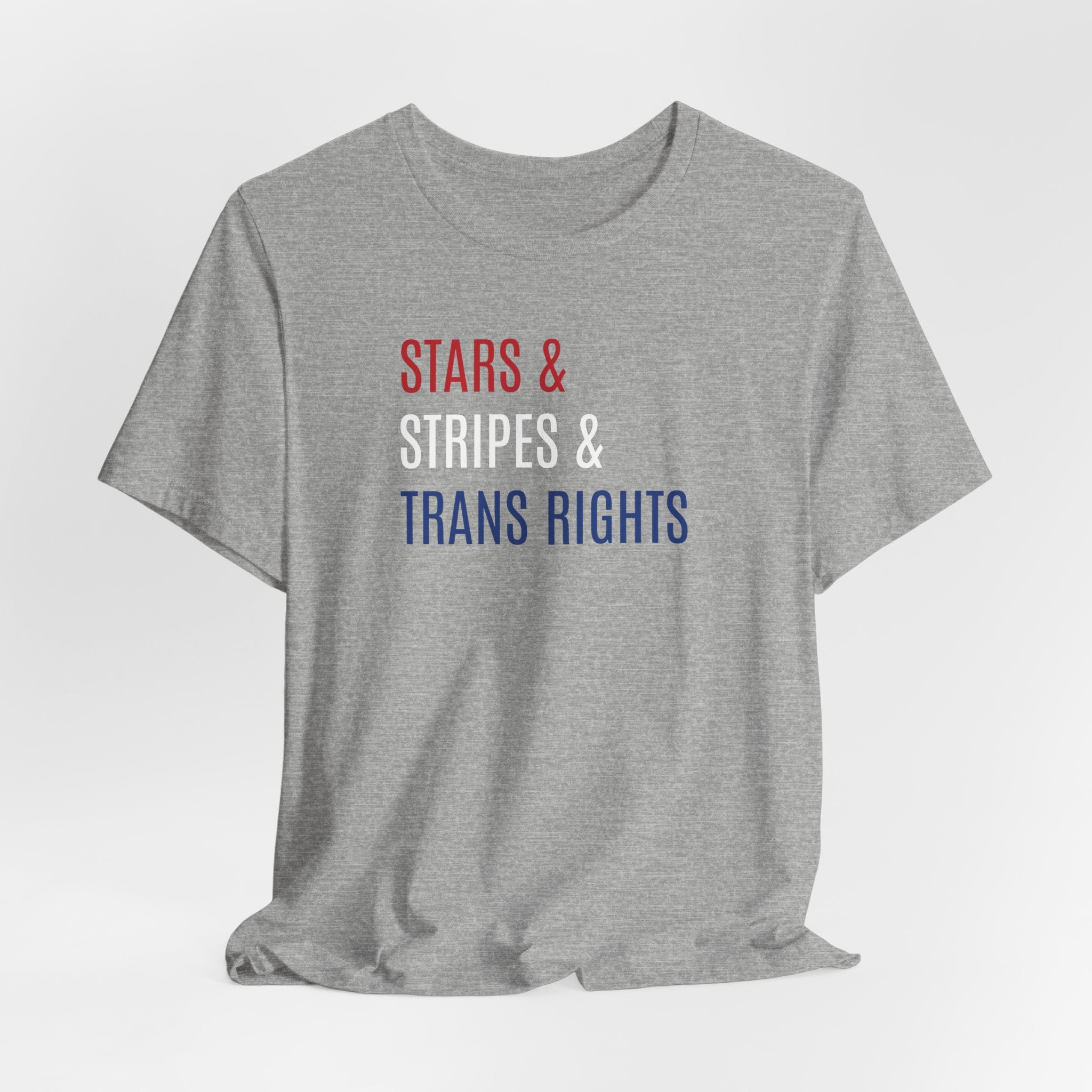 Stars, Stripes, Trans Rights T-Shirt - Red White Blue Patriotic Shirt - LGBTQ - Transgender Tee