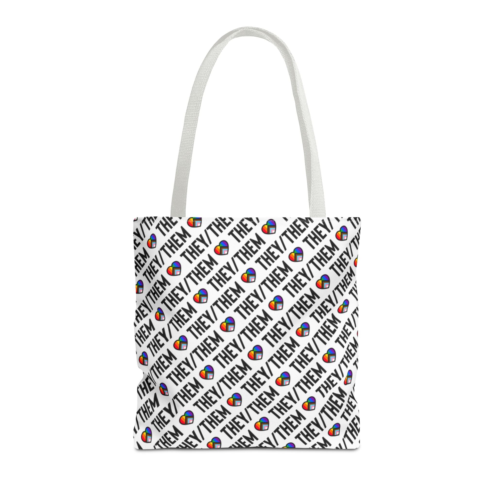 They/Them Pride Pattern Tote Bag | All-Over Print Pronoun Carryall