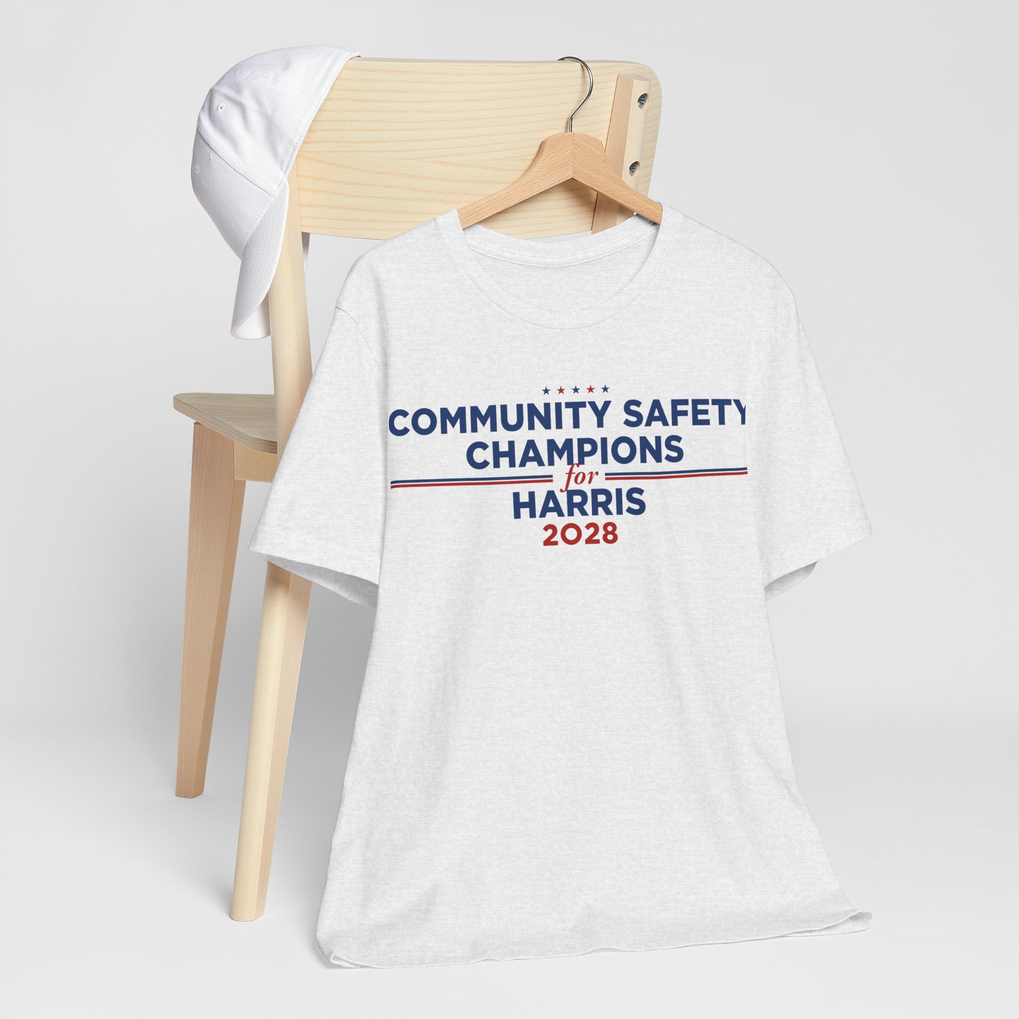 Community Safety Champions for Harris 2028 T-Shirt | Bella+Canvas 3001 Political Graphic Tee
