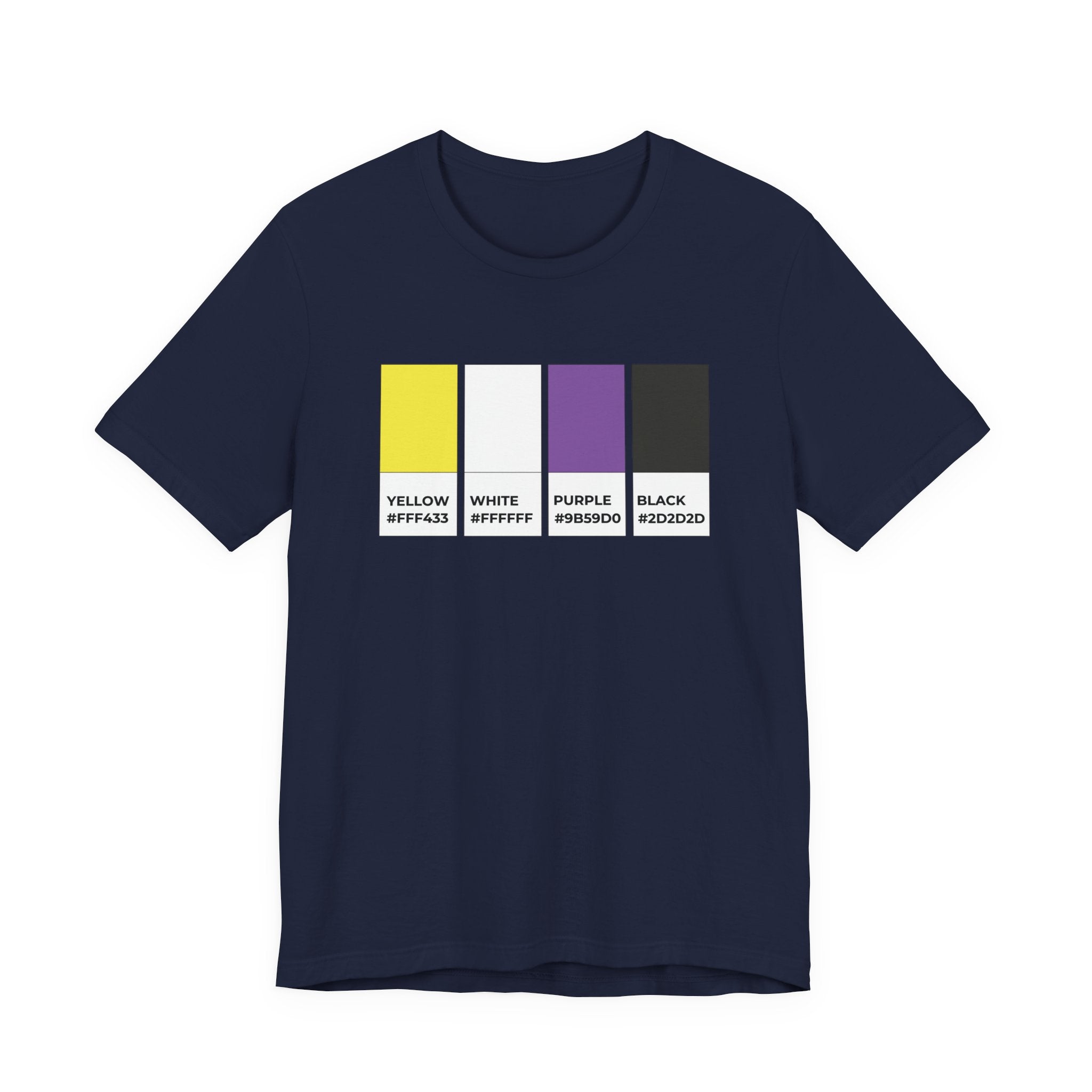 Funny Non-Binary Enby NB Pride Flag Pantone Colors Unisex Jersey Short Sleeve T-Shirt