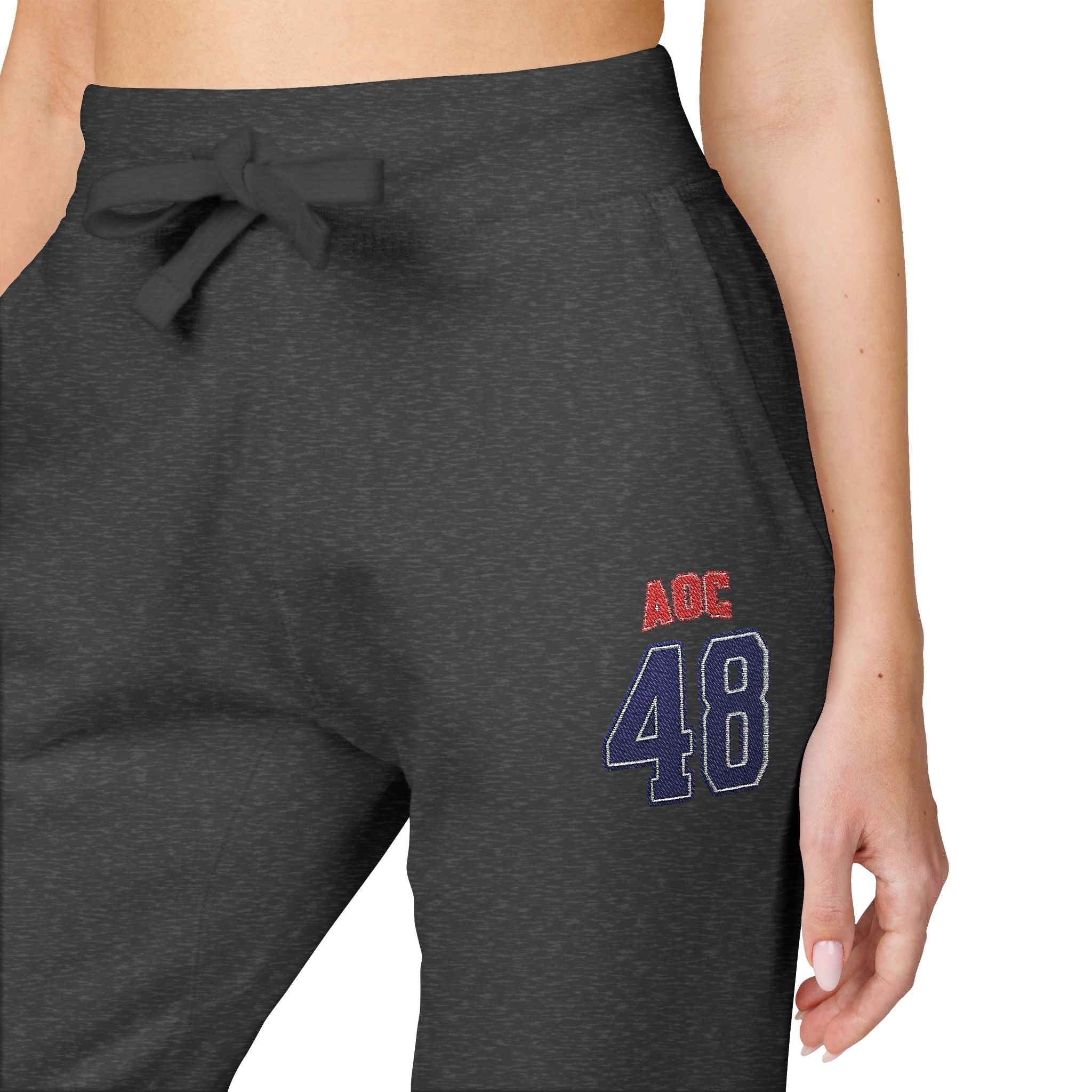 Embroidered Team AOC for 48th President Fleece Sweatpants — Casual Cozy Joggers