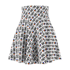 She/They Pride Pattern Skater Skirt | All-Over Print Pronoun Skirt
