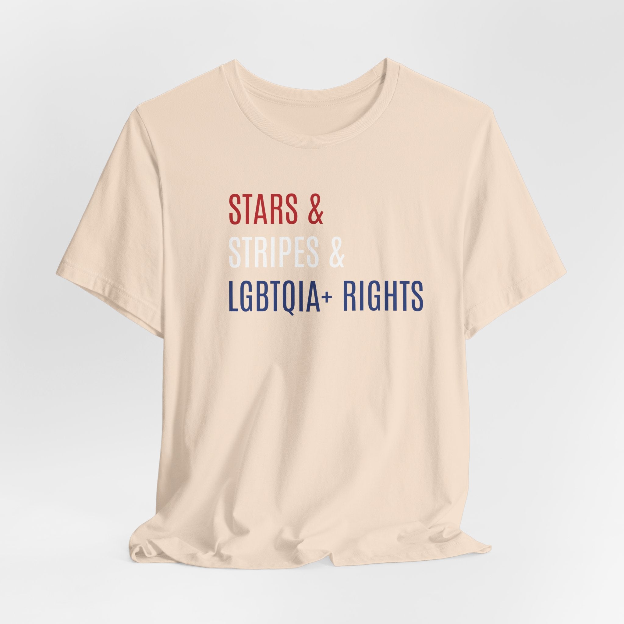 Stars, Stripes, LGBTQIA+ Rights Unisex T-Shirt - Red White Blue Patriotic Shirt - Gay Trans Non-Binary Progressive Shirt