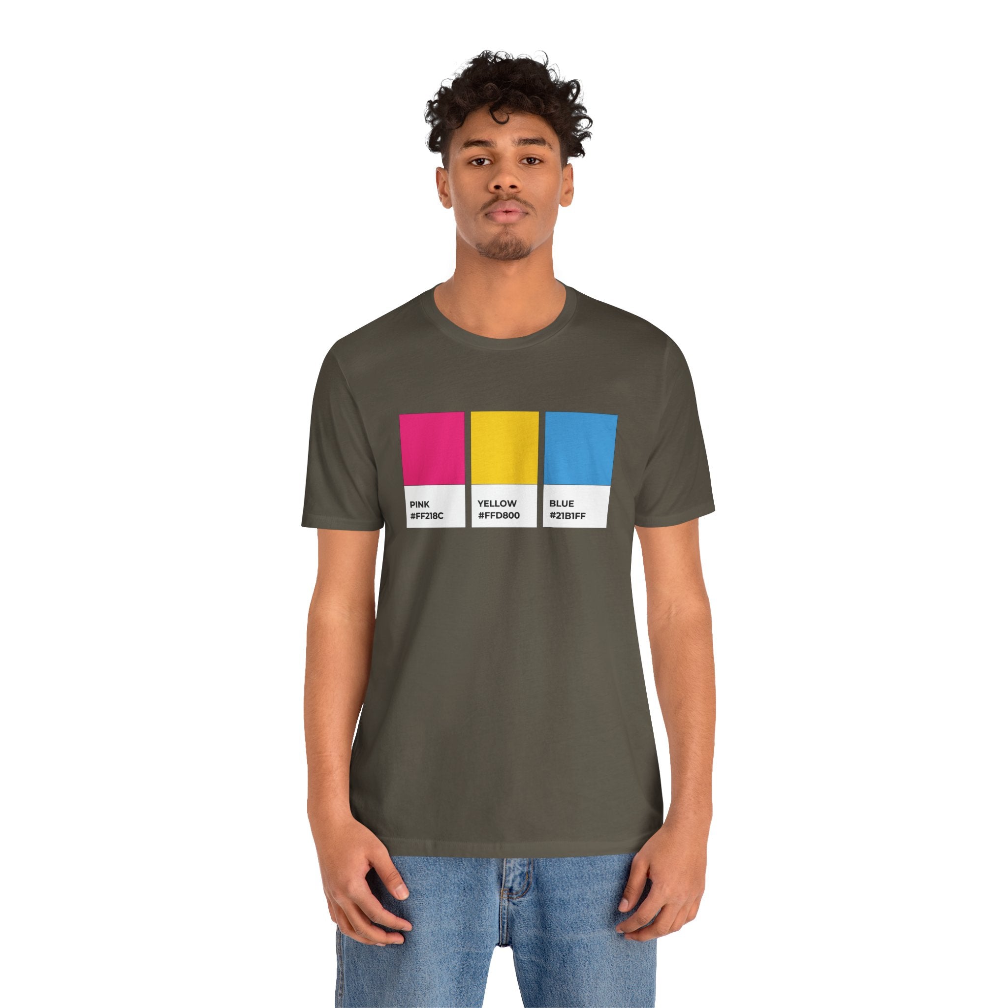 Funny Pansexual Pride Flag Pantone Colors Unisex Jersey Short Sleeve T-Shirt