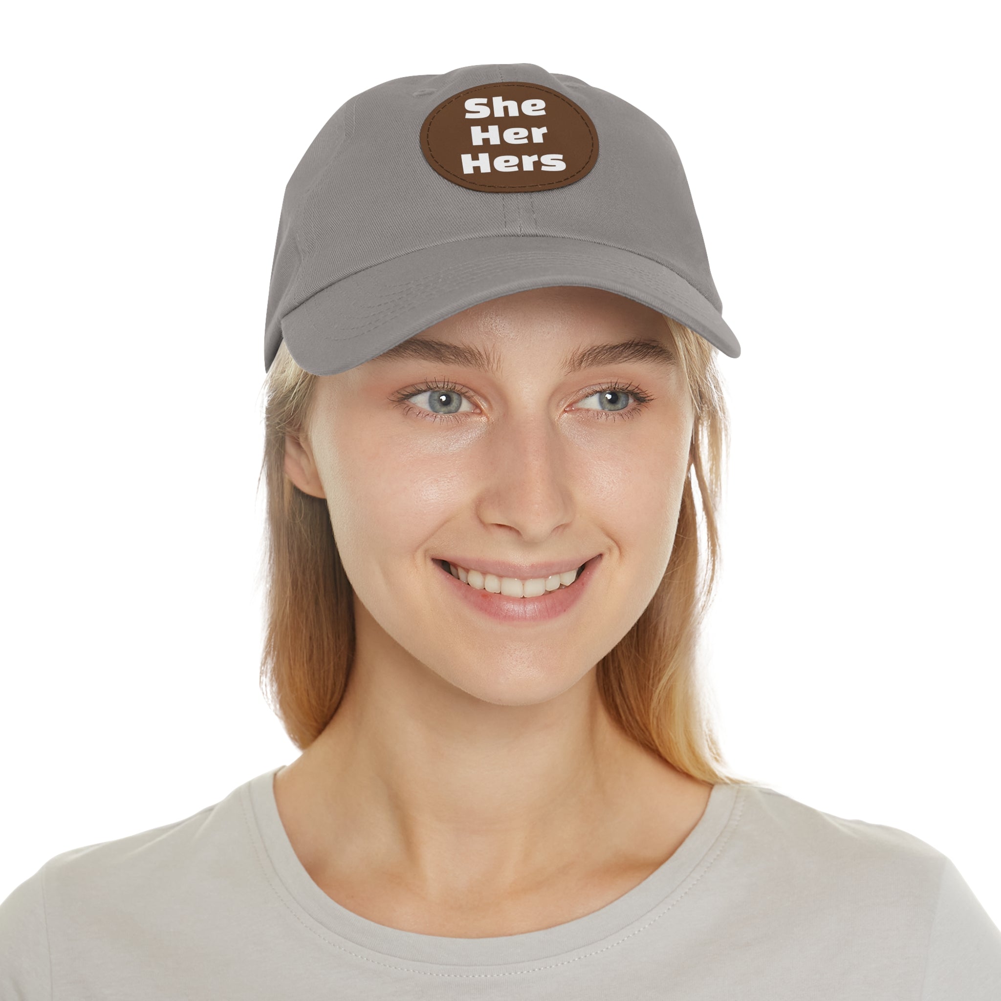 She/Her/Hers She Her Hers Pronouns Dad Hat with Round Leather Patch
