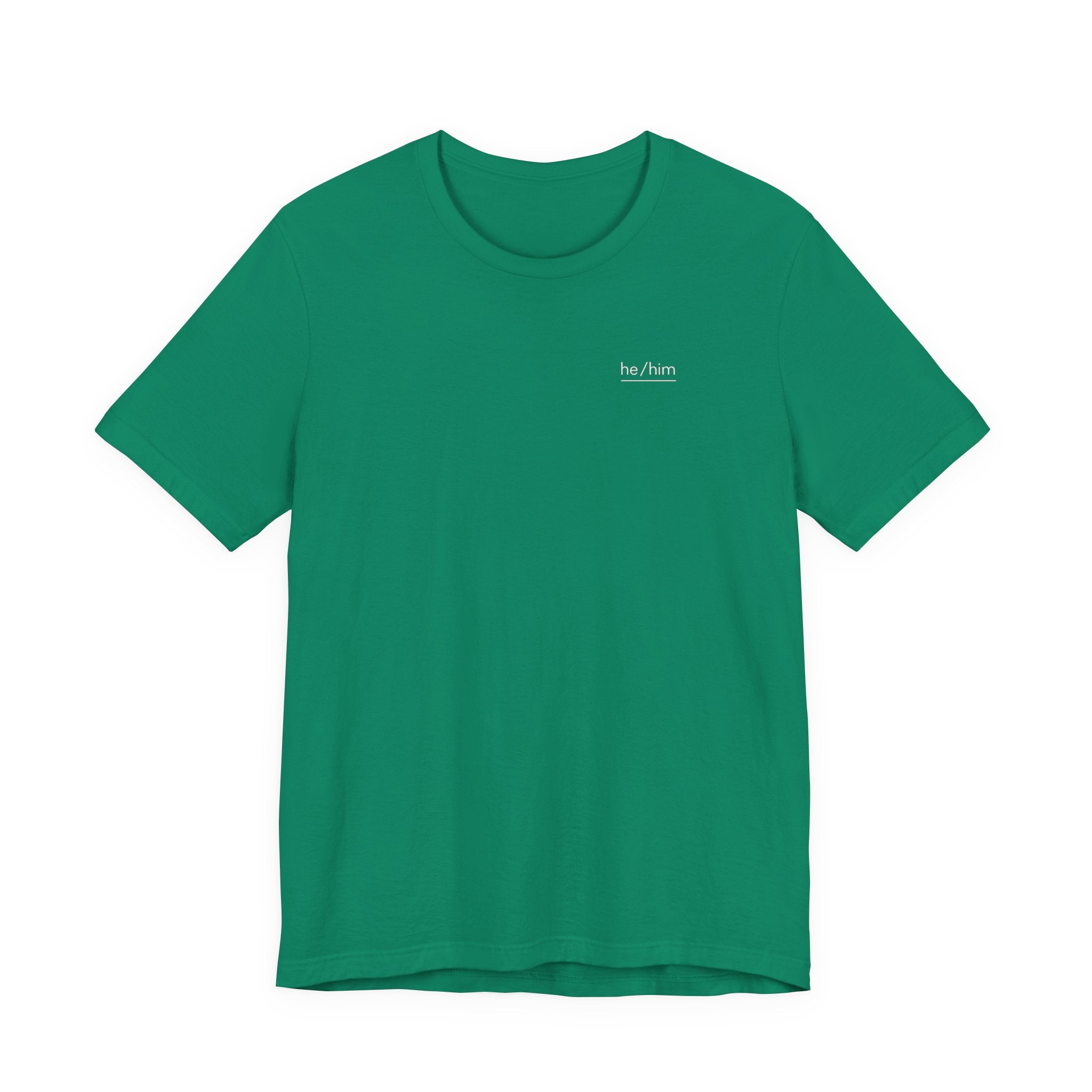 he/him Pronoun T-Shirt – Minimalist Underlined Chest Graphic Tee