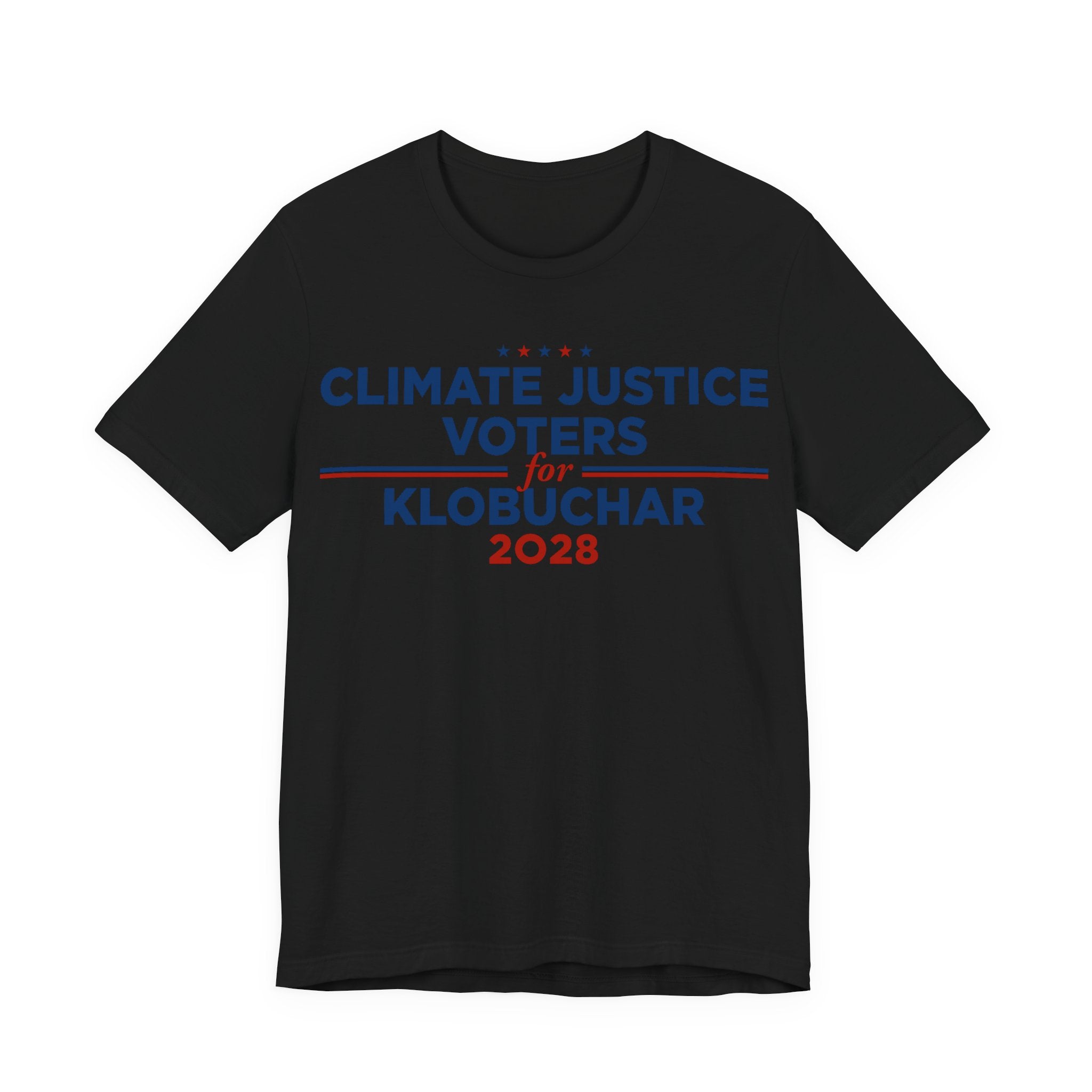 Climate Justice Voters for Klobuchar 2028 T-Shirt | Bella+Canvas 3001 Political Graphic Tee