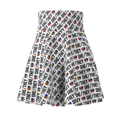 She/They Pride Pattern Skater Skirt | All-Over Print Pronoun Skirt