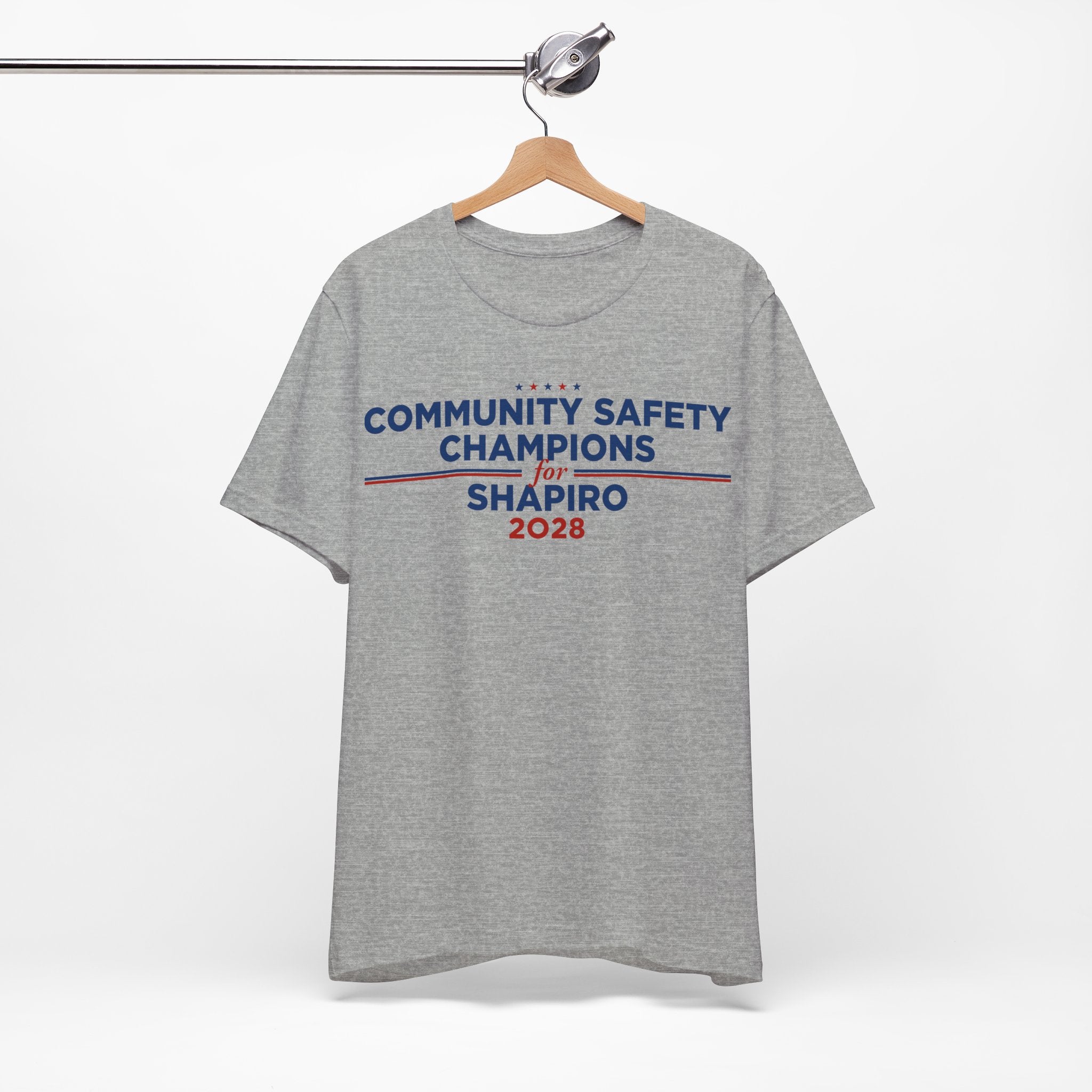 Community Safety Champions for Shapiro 2028 T-Shirt | Bella+Canvas 3001 Political Graphic Tee