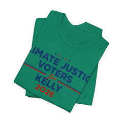 Climate Justice Voters for Kelly 2028 T-Shirt | Bella+Canvas 3001 Political Graphic Tee