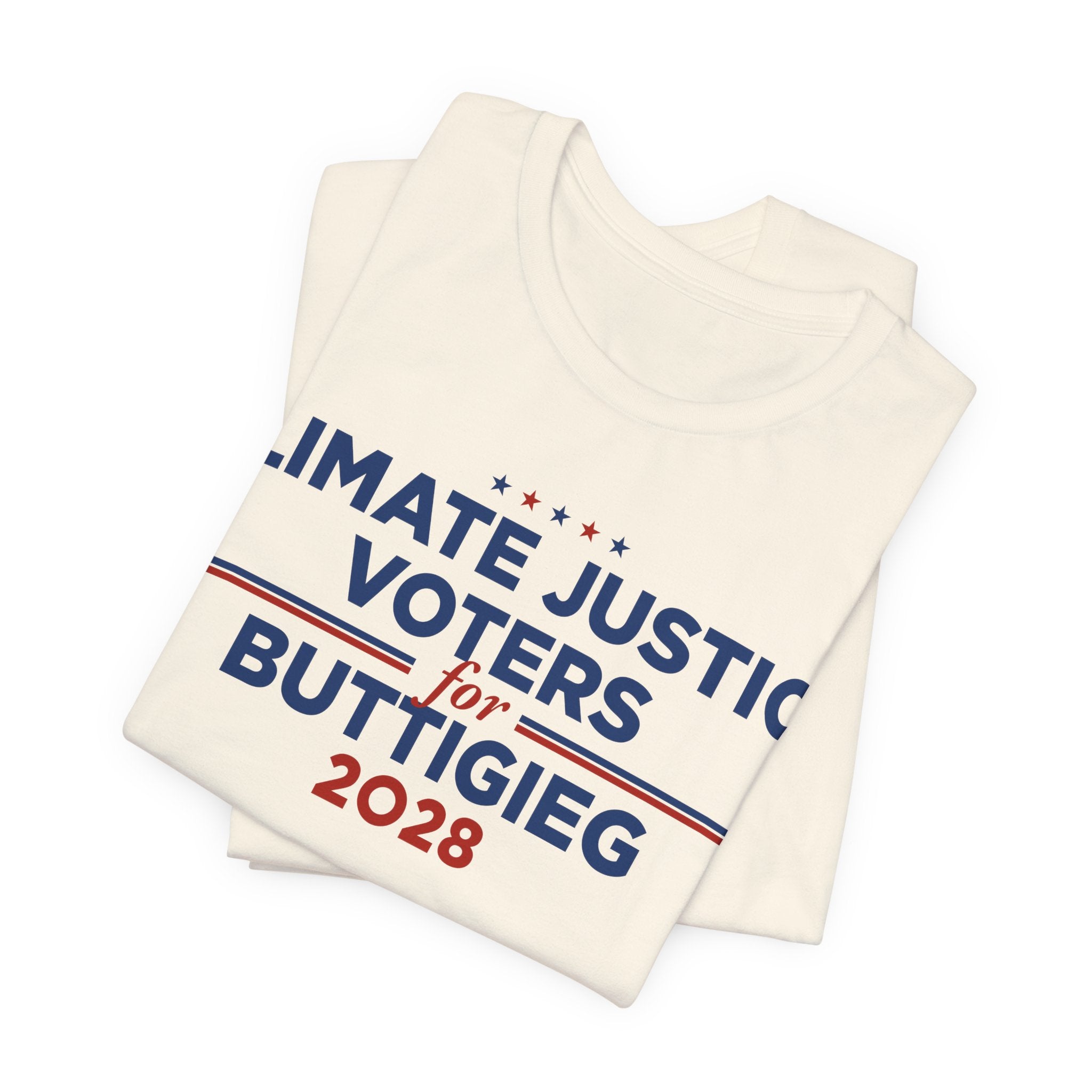 Climate Justice Voters for Buttigieg 2028 T-Shirt | Bella+Canvas 3001 Political Graphic Tee