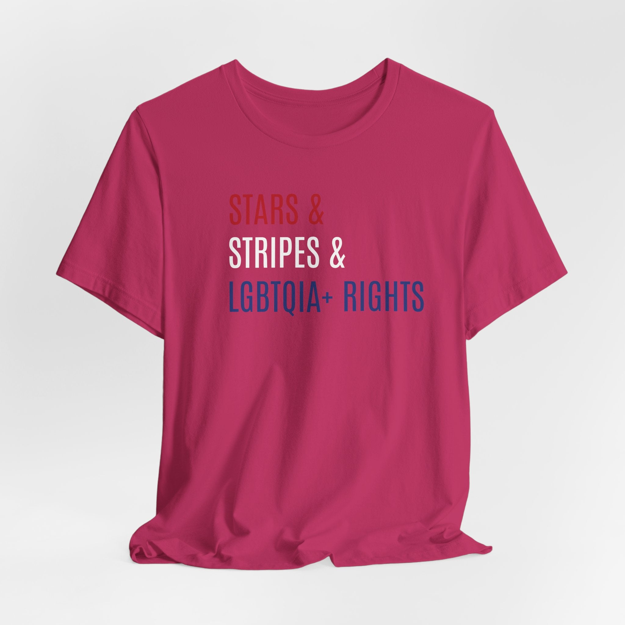 Stars, Stripes, LGBTQIA+ Rights Unisex T-Shirt - Red White Blue Patriotic Shirt - Gay Trans Non-Binary Progressive Shirt
