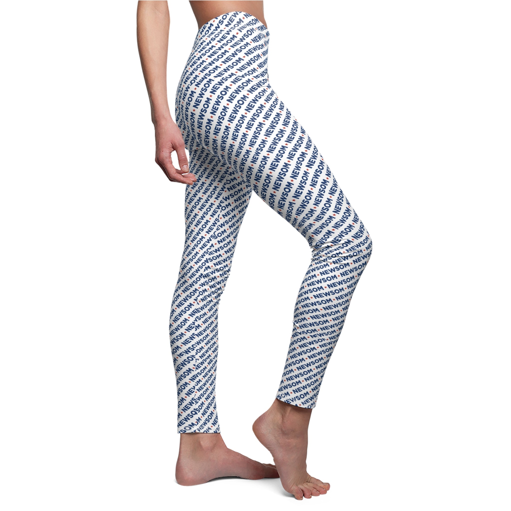 Gavin Newsom All-Over Print Leggings – Political Graphic Leggings for Progressive Everyday Style