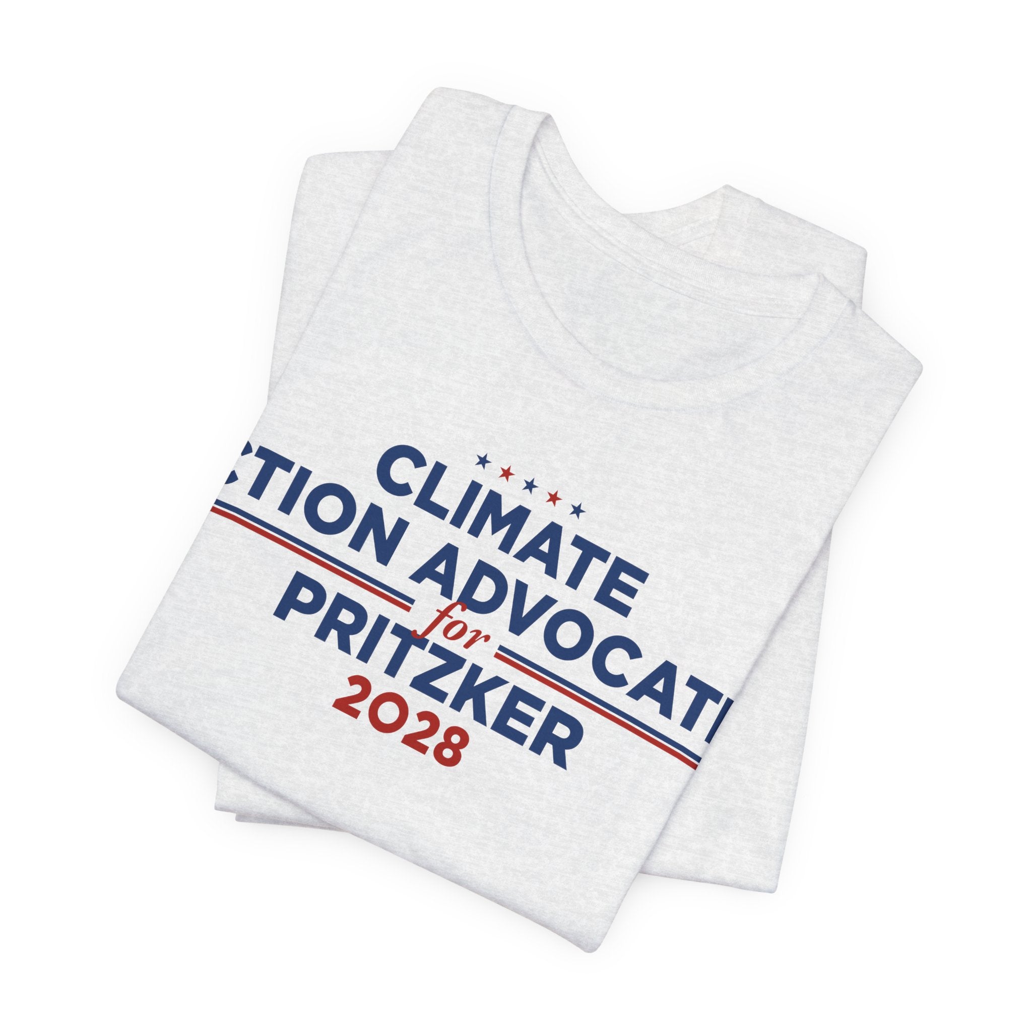 Climate Action Advocates for Pritzker 2028 T-Shirt | Bella+Canvas 3001 Political Graphic Tee