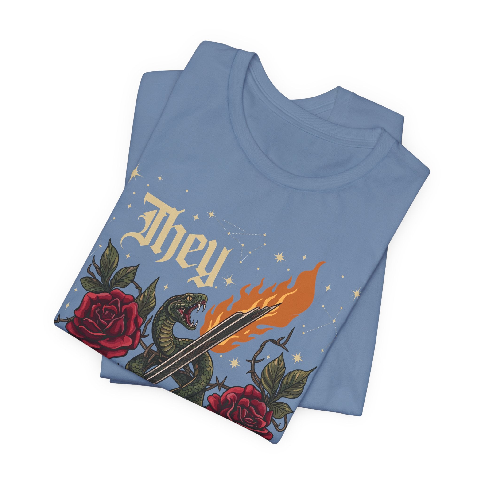 They/Them Gothic Tattoo T-Shirt | Bella+Canvas 3001 Pronoun Graphic Tee