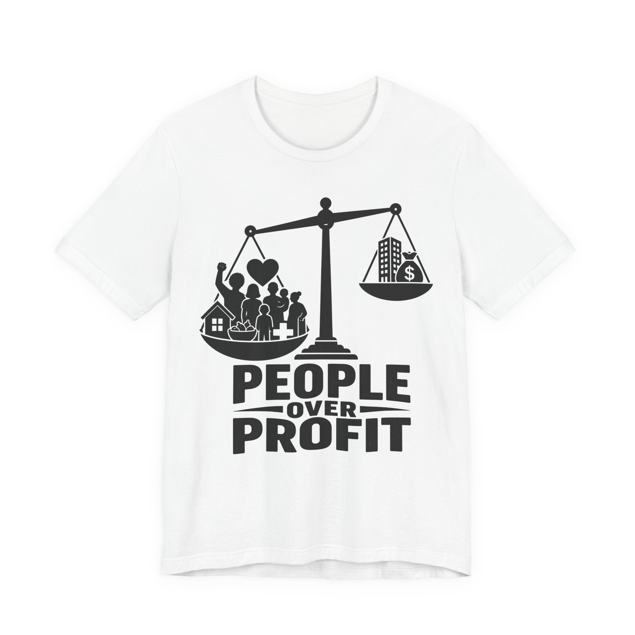 People Over Profit T-Shirt | Bella+Canvas 3001 Economic Justice Graphic Tee