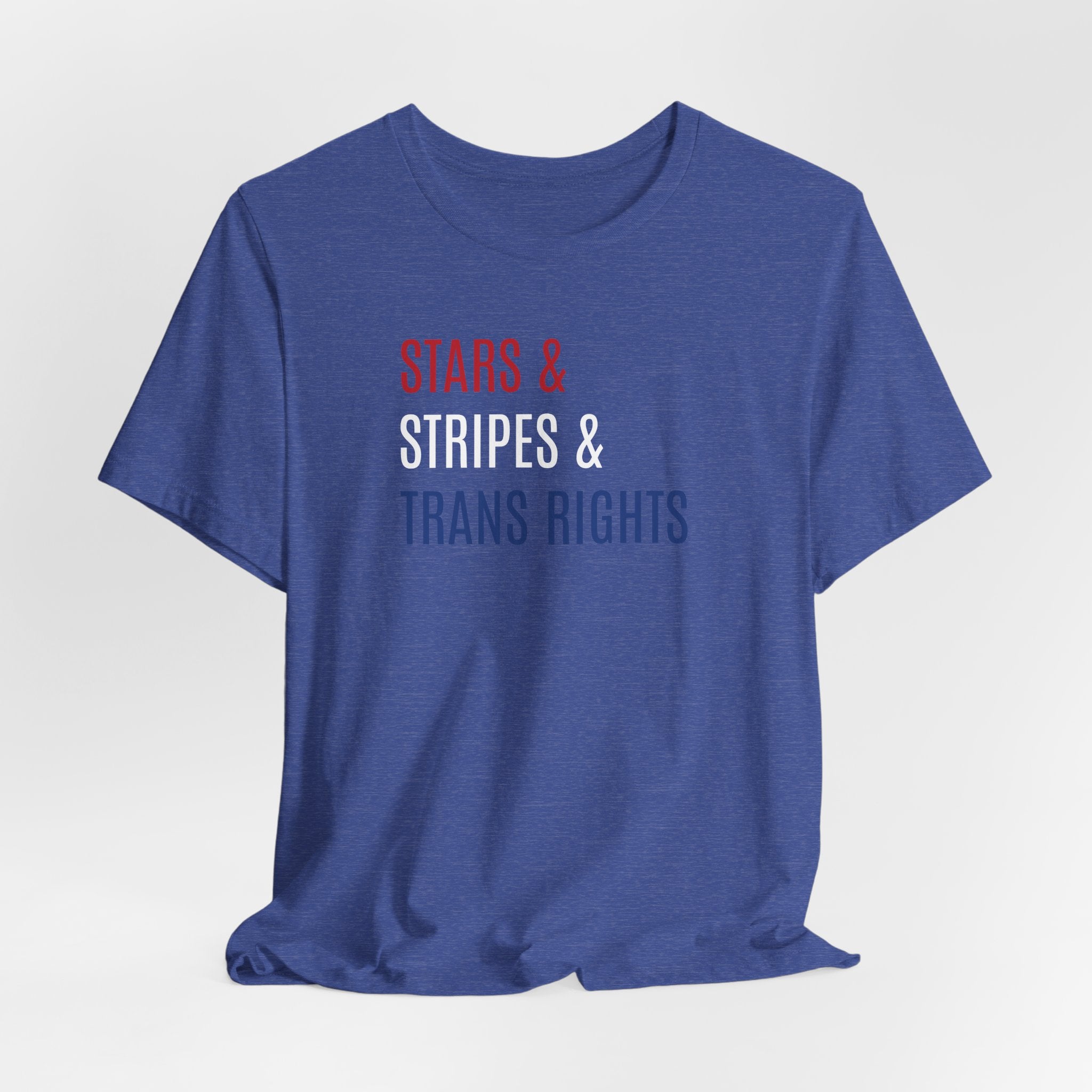 Stars, Stripes, Trans Rights T-Shirt - Red White Blue Patriotic Shirt - LGBTQ - Transgender Tee