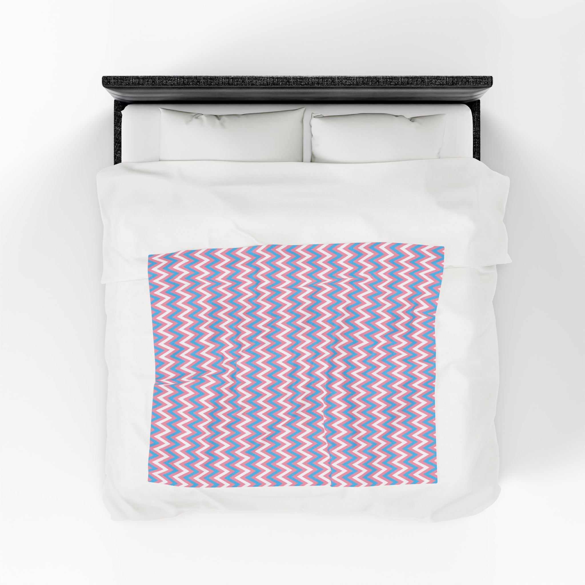 Transgender Flag Chevron Pattern Velveteen Plush Blanket - Coming Out Christmas Pride Blue Pink White