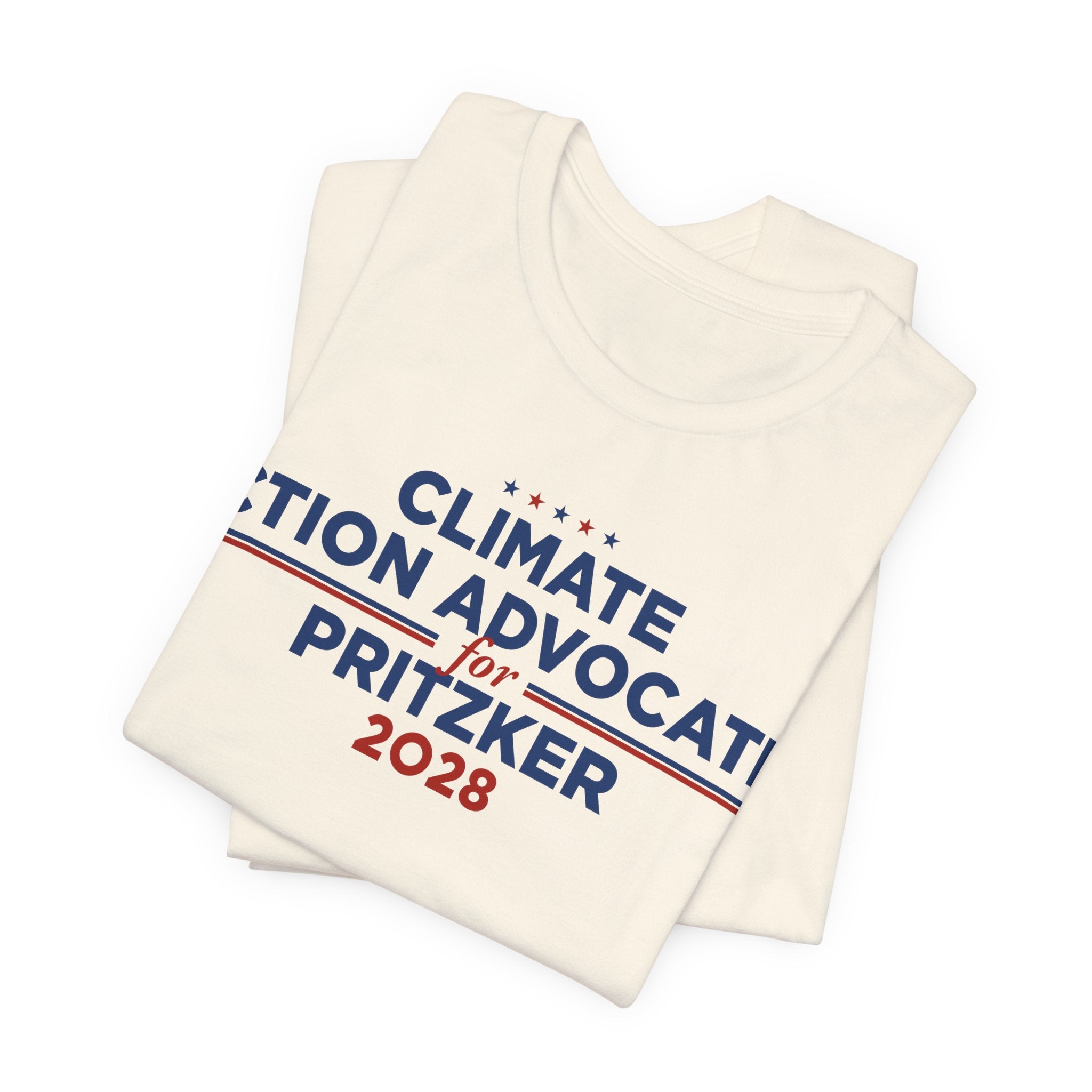Climate Action Advocates for Pritzker 2028 T-Shirt | Bella+Canvas 3001 Political Graphic Tee